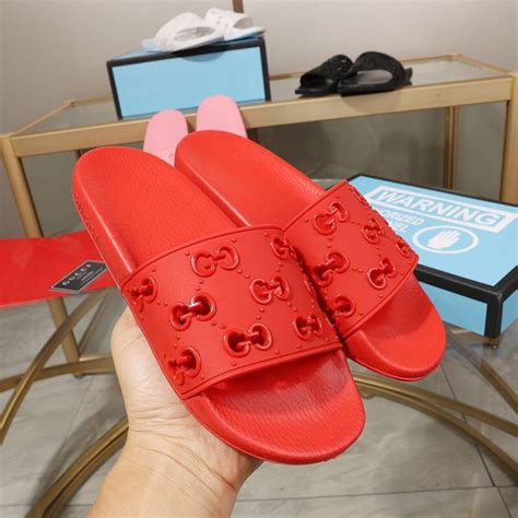 gucci red rubber slides